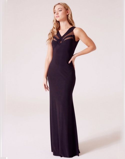 Long black party dress with transparent detail - Eva