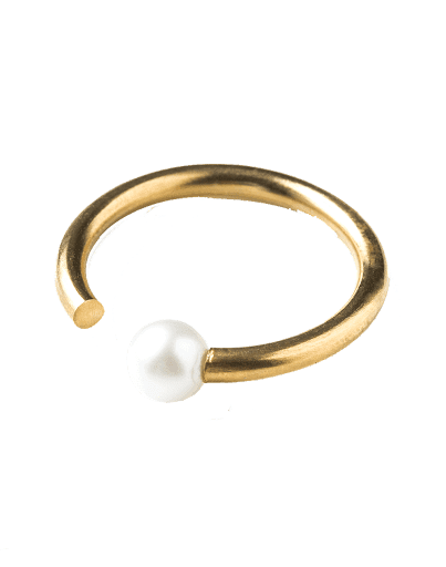 Adjustable golden thin ring with pearl decoration - Shell