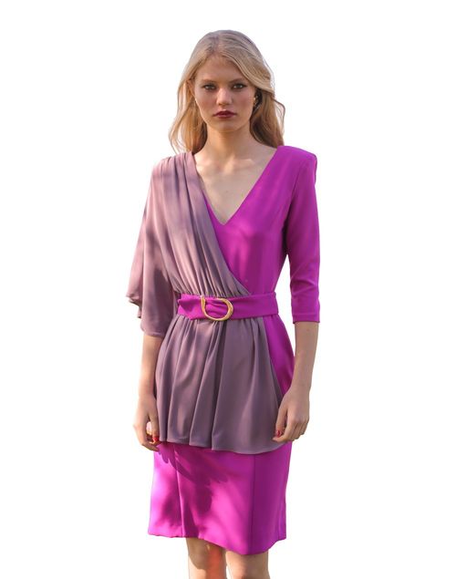 Cocktail dress with draped sleeves
