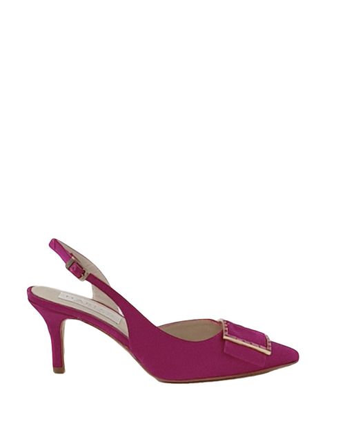Fuchsia court shoe with square crystal embellishment