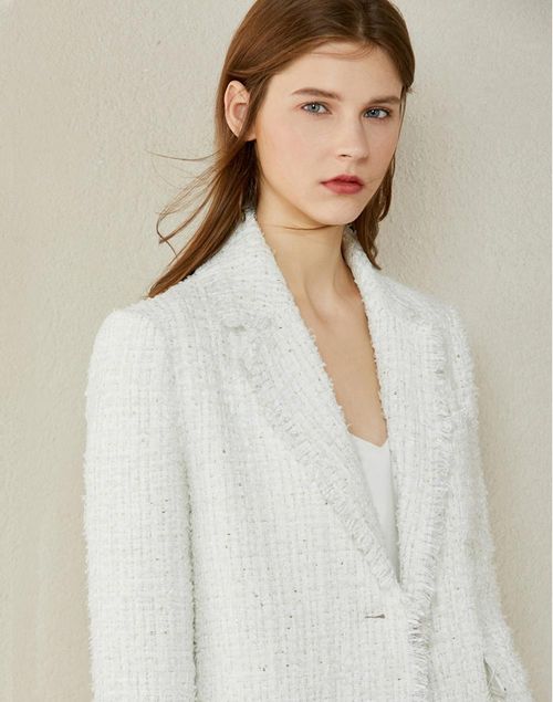 Long tweed jacket with jewel buttons
