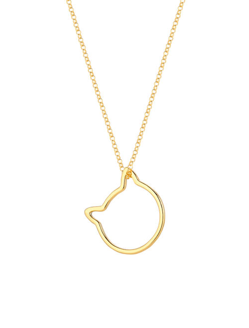 Gold plated silver cat necklace - large