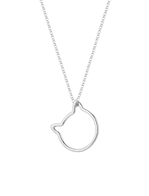 Silver necklace in the shape of a cat