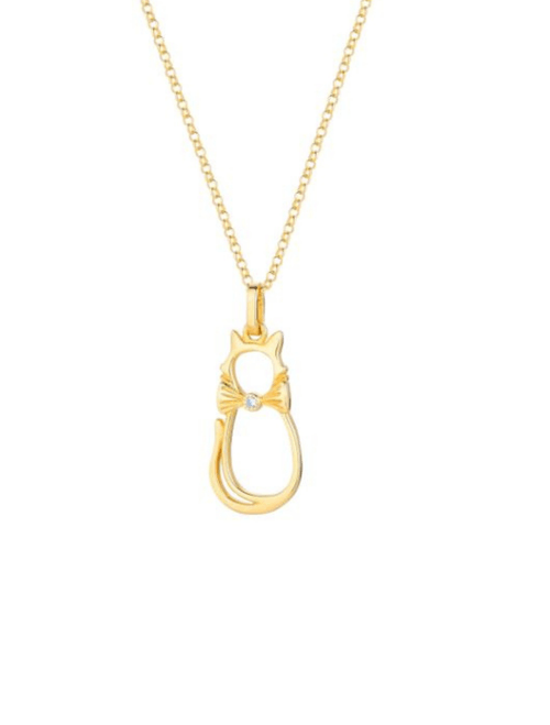 Gold-plated silver cat-shaped necklace