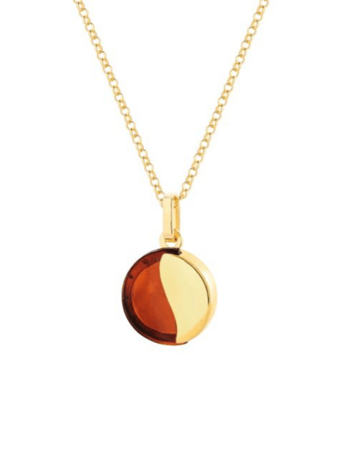 Gold-plated silver circular necklace with amber stone