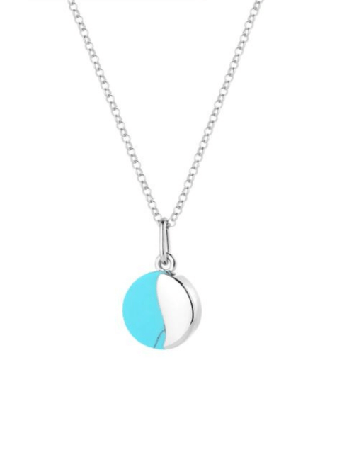 Circular silver necklace with turquoise