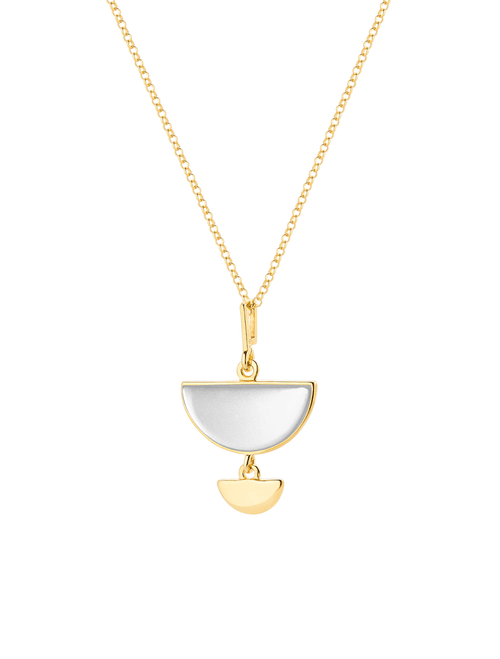 Crescent moon necklace in gold-plated silver with mother-of-pearl stone