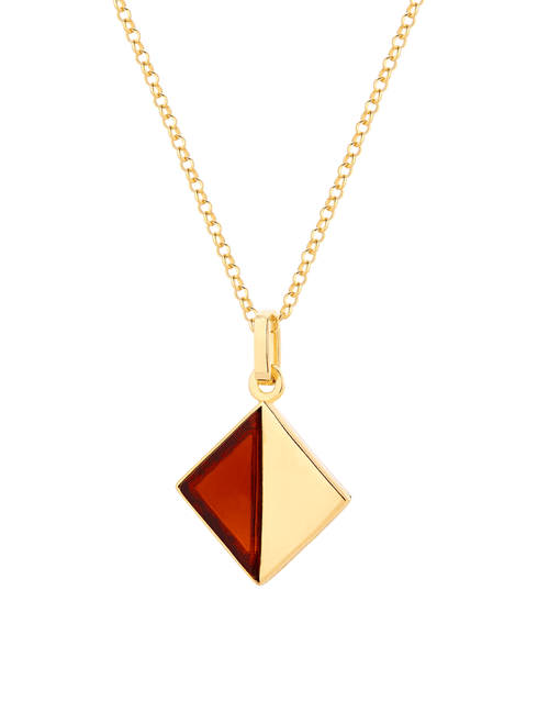 Gold plated silver necklace with amber stone