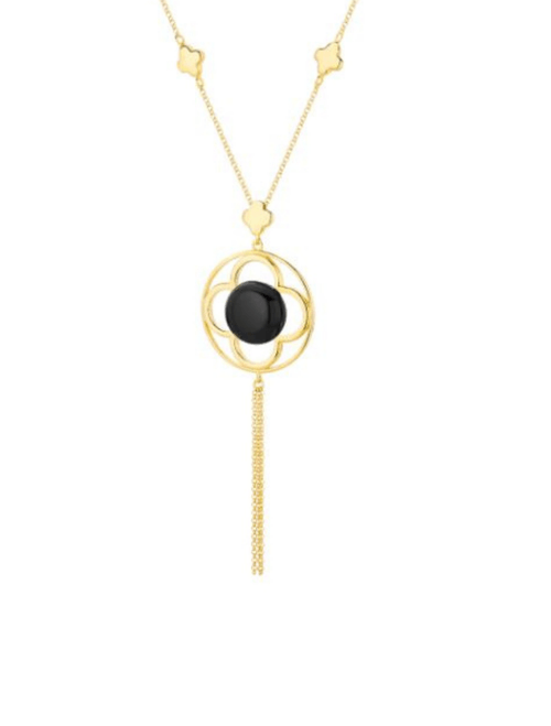 Gold plated silver necklace with onyx stone