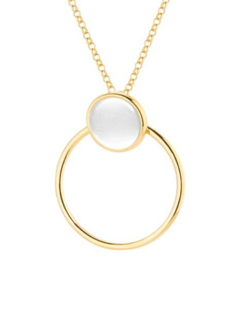 Gold-plated silver circular necklace with mother-of-pearl