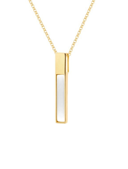 Gold-plated silver necklace with mother-of-pearl stone