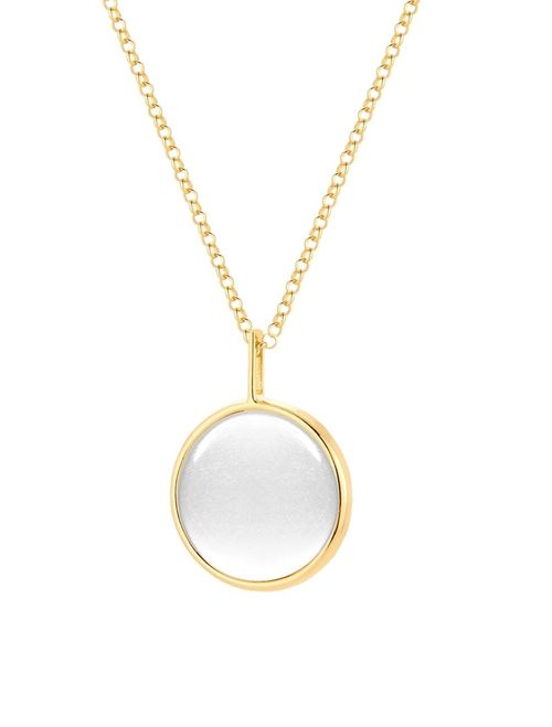 Gold plated silver coin necklace with mother of pearl