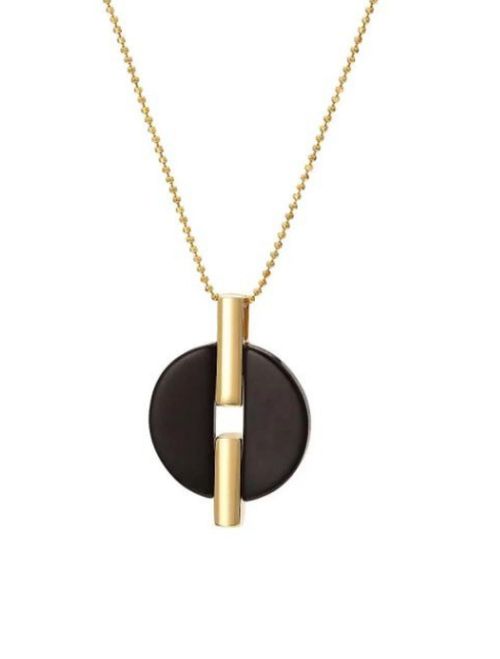 Gold plated silver necklace with onyx