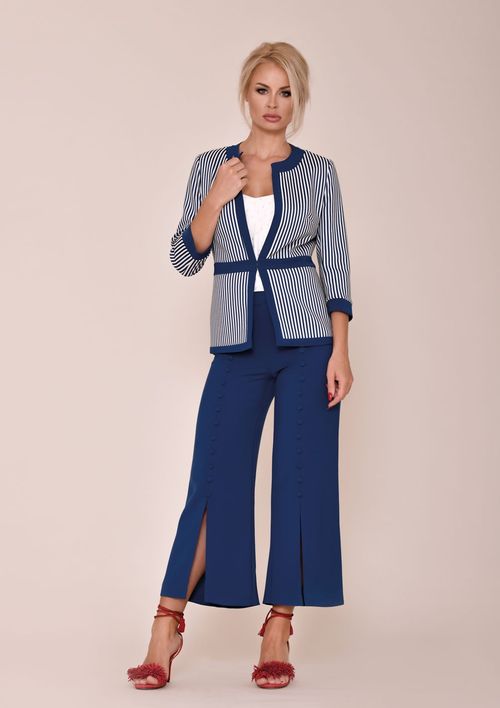 Two-piece set of jacket and wide-leg pants