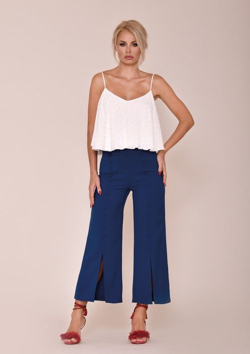 Wide-leg trousers with buttoning and front opening