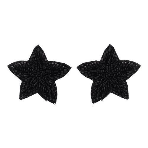 Black Beaded Star Shaped Party Earrings