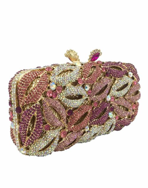 Rectangular jewel handbag with kisses