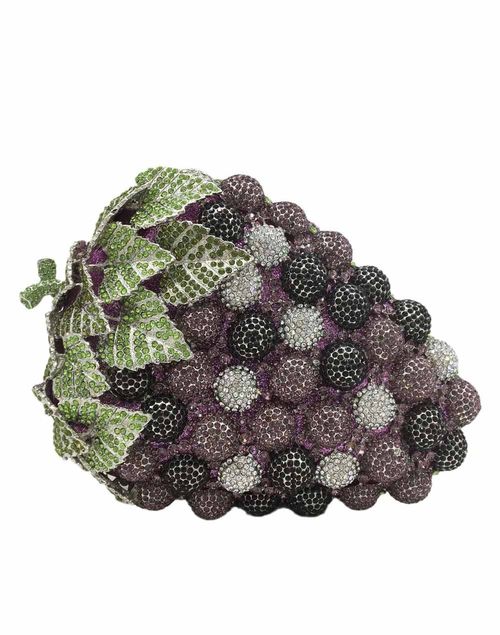 Bolso de mano joya con forma de racimo de uvas