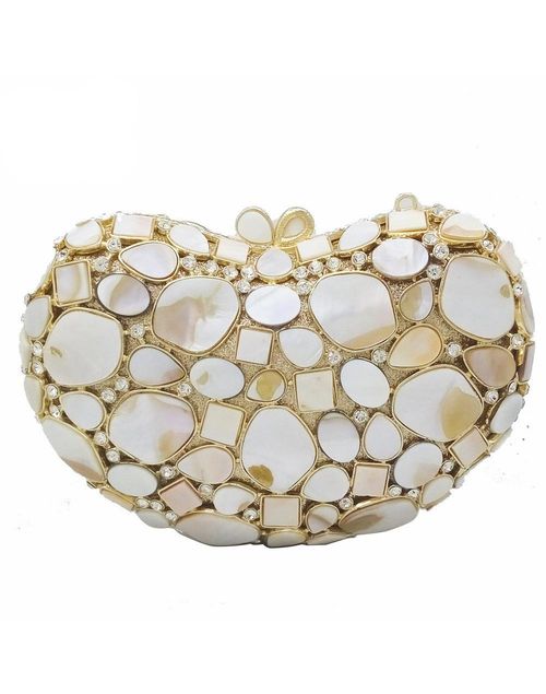 Jewel handbag with crystals and natural shells