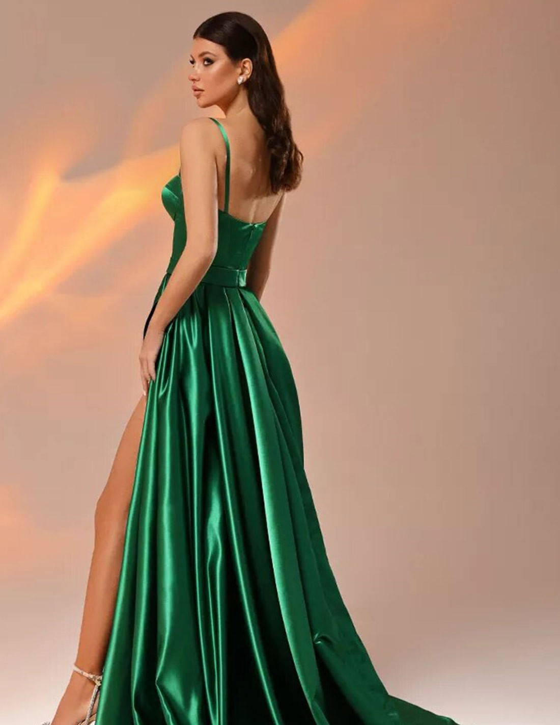 Long cocktail dress with wrap skirt and 