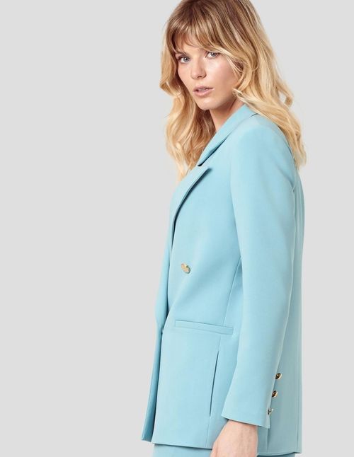 Sky blue blazer jacket with lapels and buttons