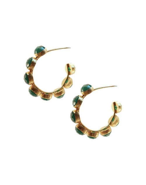 Green Sphere Hoop Earrings