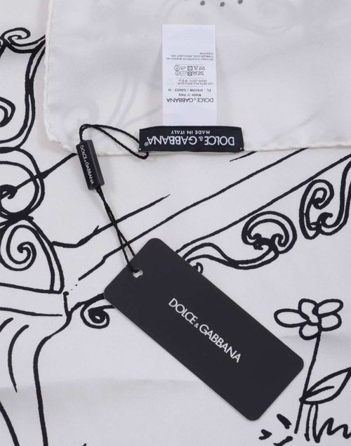 Dolce & Gabbana - Foulard blanco y negro con dibujo