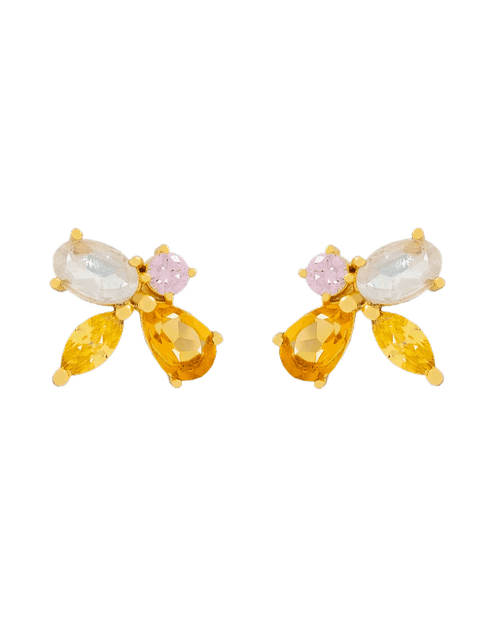 Bee shaped earrings - oranges - natural stones
