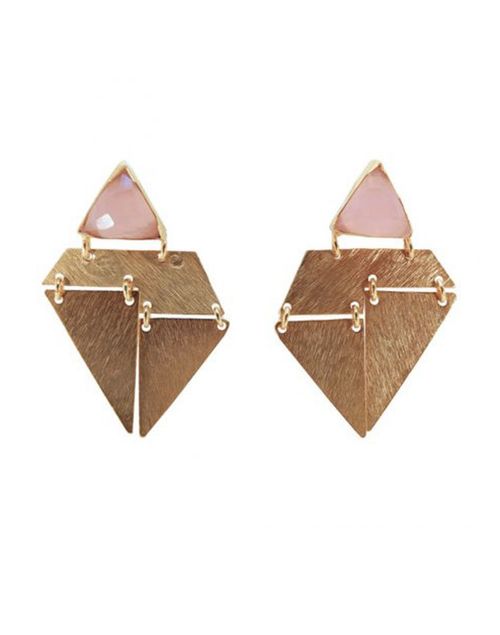 Pale pink and gold origami earrings