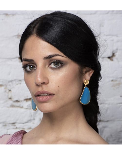 Blue agate stone earrings