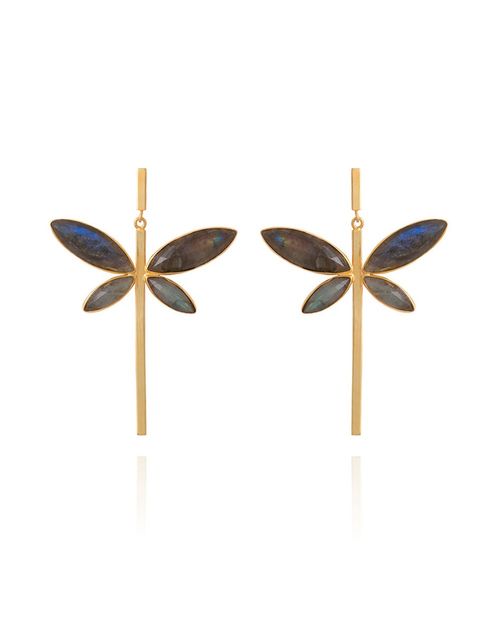 Gray dragonfly party earrings - Dafne