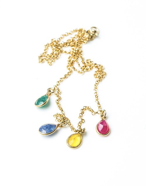 Gold pendant with rainbow stones