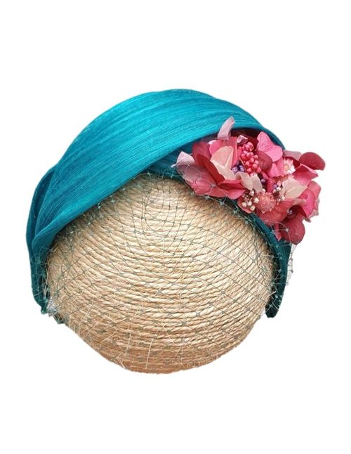 Turquoise headband with preserved flowers