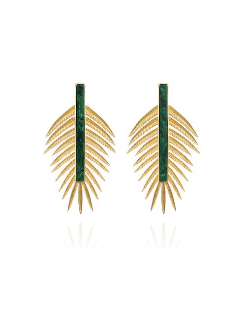 Malachite Palm Leaf Earrings