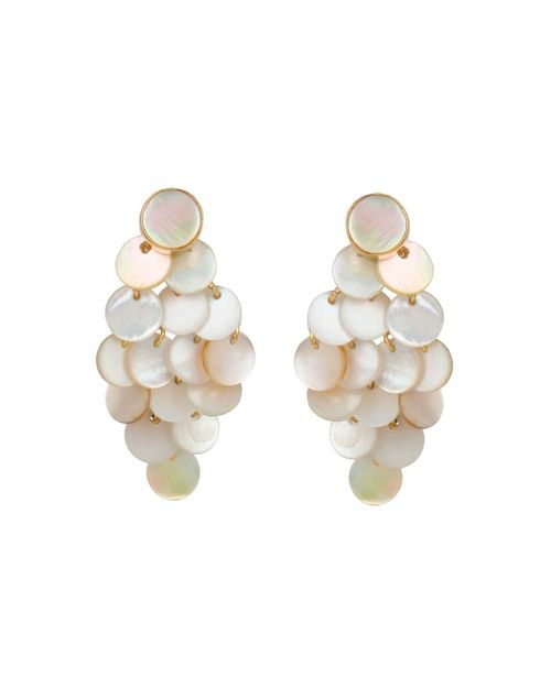 Long earrings with white coins