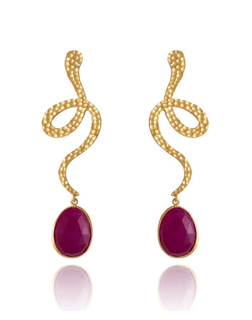 Long party earrings with ruby - thar