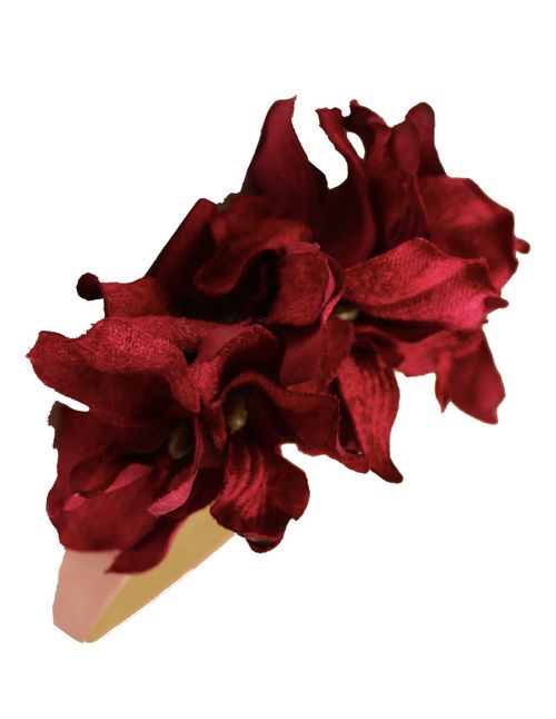 Wine velvet flower headband