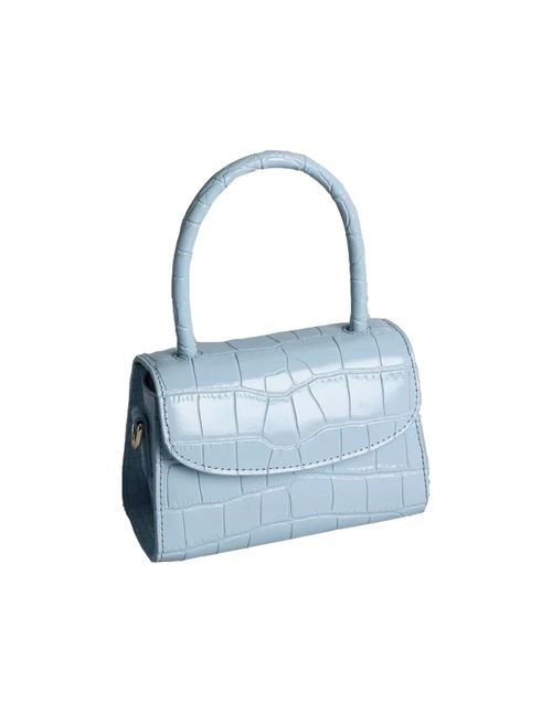 Mini light blue leather handbag