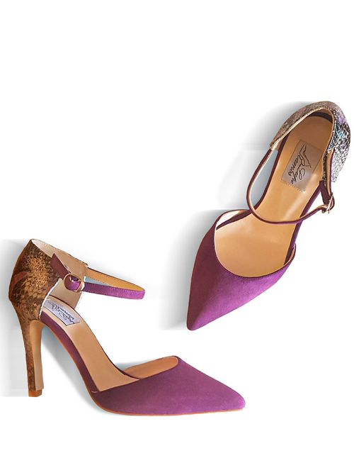 Purple python and suede party shoes