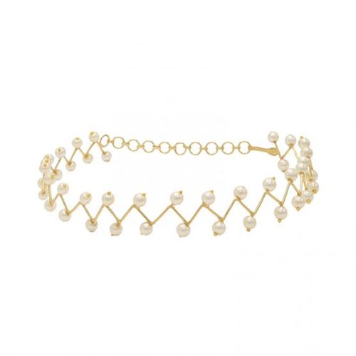 Choker with zigzag pearls