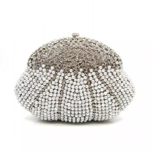Shell-shaped party clutch with Swarovski crystals - Macarena Silt