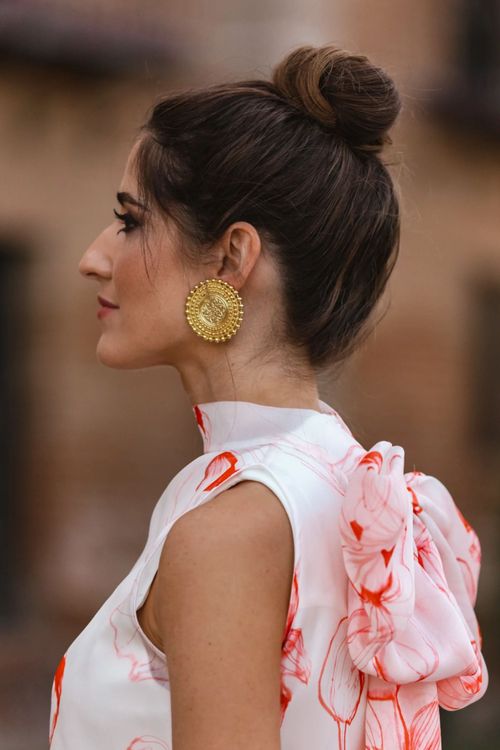 Golden mandala style party earrings